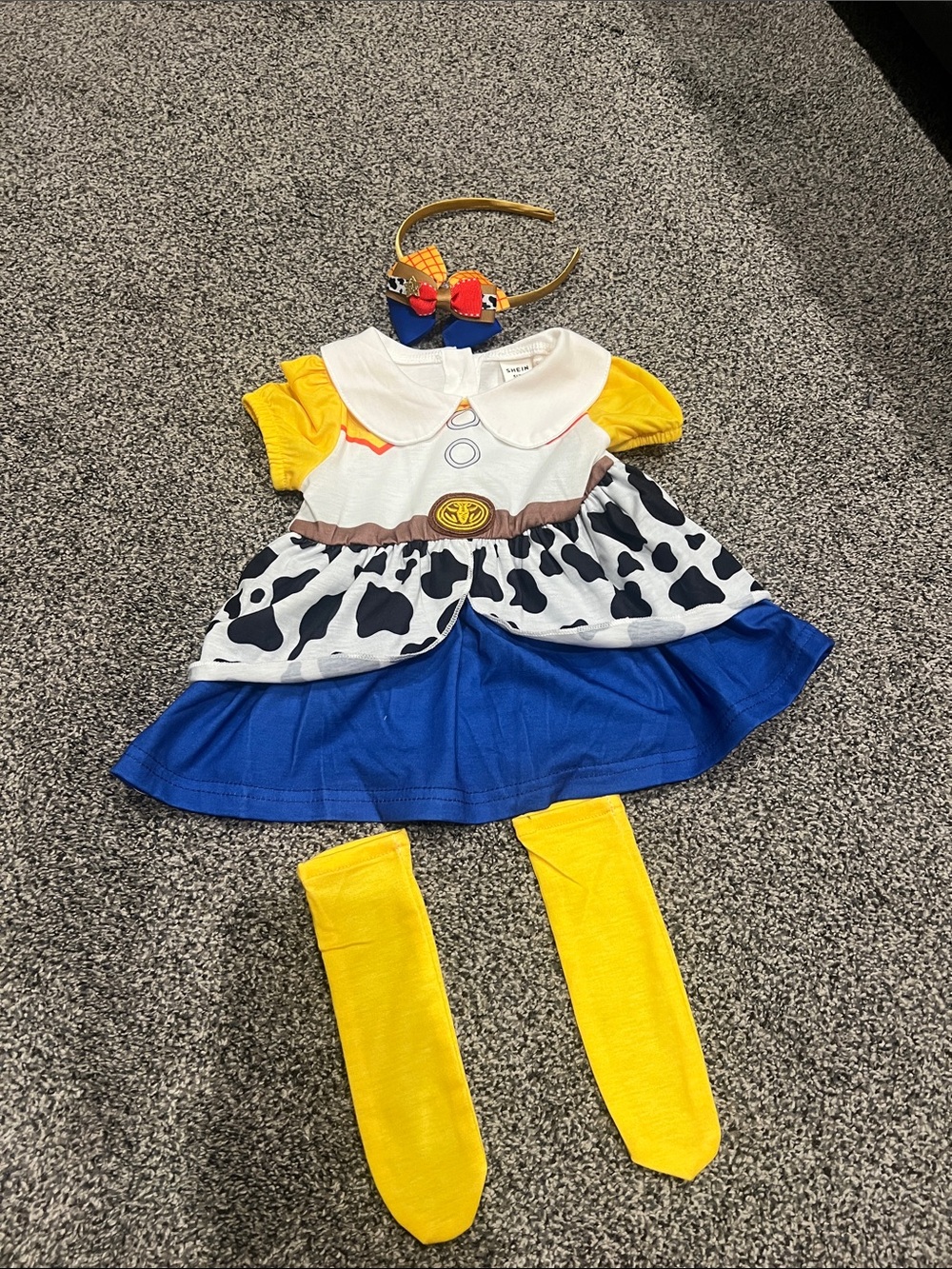 SHEIN Yellow, Blue & White Cowgirl Costume Dress Set